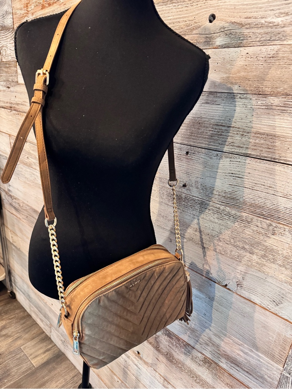 NWT Aldo Quilted Suede Look Crossbody Bag